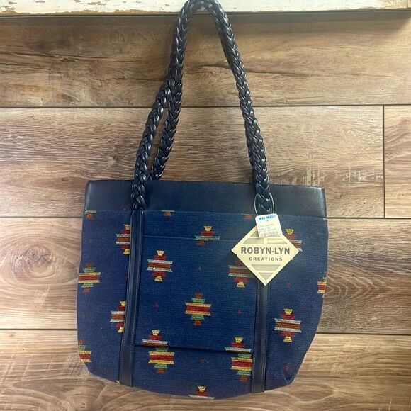 Robert-Lyn Creations Tapestry Handbag, Blue with Southwestern Design, NWT - Picture 2 of 7